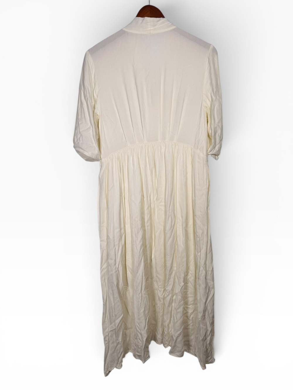 Oak + Fort Butter Yellow Midi Dress XS Button Front Short Sleeve Women's Flowy - Picture 7 of 7